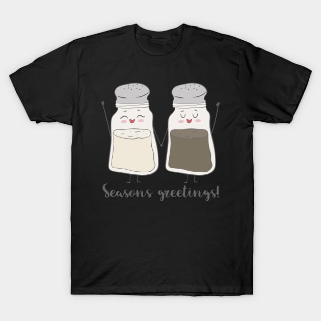 Seasons Greetings, Funny Christmas Food T-Shirt by Dreamy Panda Designs